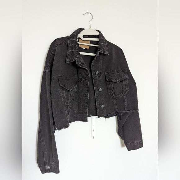 Crop black jean jacket - Picture 1 of 6